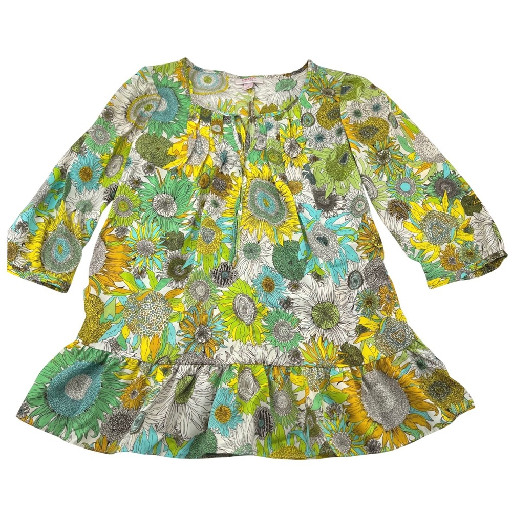 Liberty of London for Target‎ Sunflower Floral Tunic Top Green Yellow Small